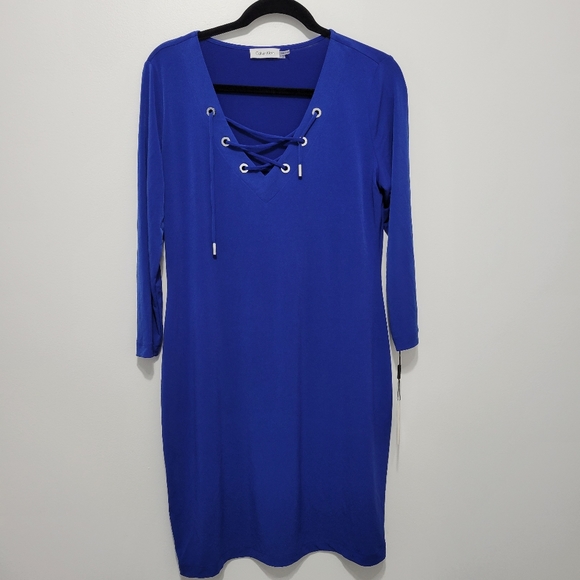 Calvin Klein blue long sleeved dress NWT - Picture 1 of 11